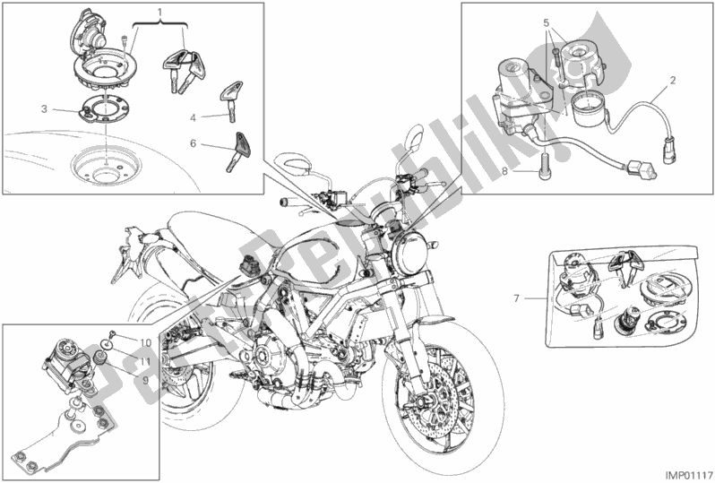 Tutte le parti per il 13e - Dispositivi Elettrici del Ducati Scrambler 1100 Special 2019